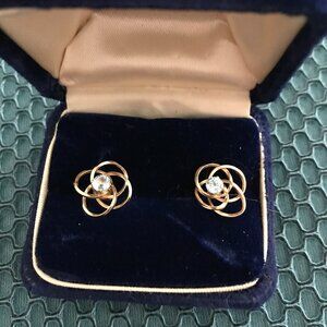 Pair of Gold and Topaz Earrings